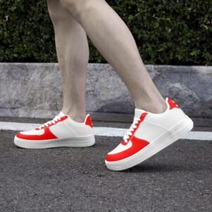 red and white low sneaker