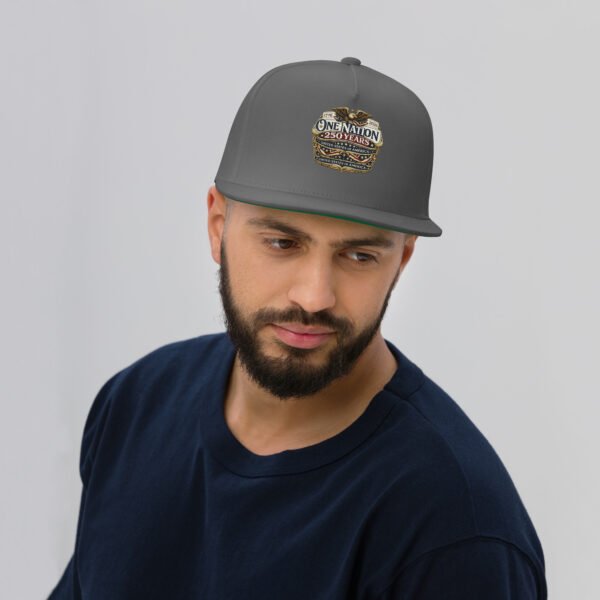 flat-bill-cap-grey-front-6a266f7b0b2be.jpg One Nation 250 Years Flat Bill Cap Embroidered