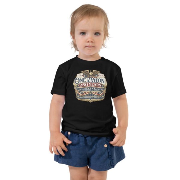 toddler-staple-tee-black-front-6a26663e8ba60.jpg One Nation 250 Years Toddler Short Sleeve Tee DTG print