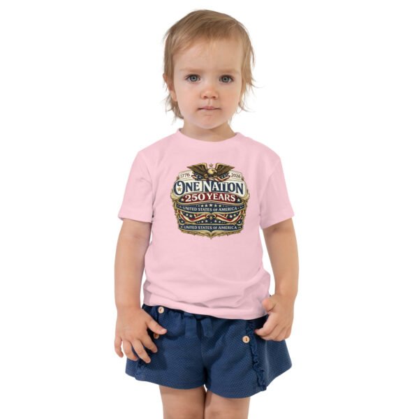 toddler-staple-tee-pink-front-6a26663e8deb8.jpg One Nation 250 Years Toddler Short Sleeve Tee DTG print