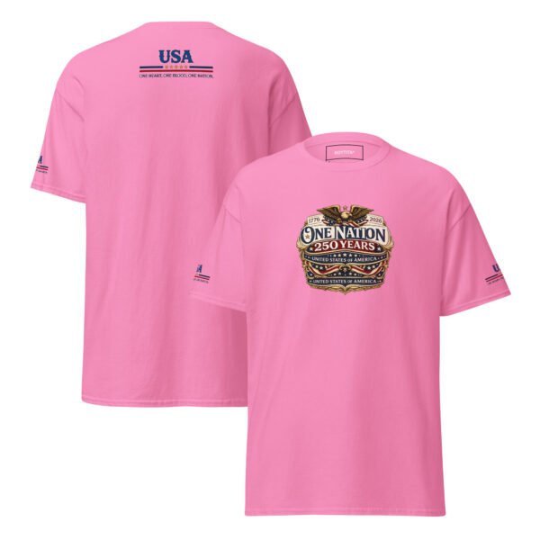 unisex-classic-tee-azalea-front-and-back-6a2673844ba42.jpg One Nation 250 Years Unisex classic tee DTG Print