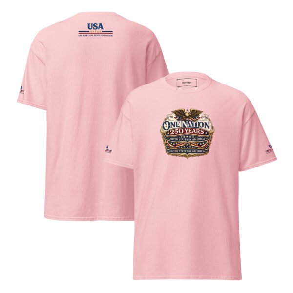 unisex-classic-tee-light-pink-front-and-back-6a2674531e370.jpg One Nation 250 Years Unisex classic tee DTF Print