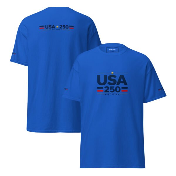 unisex-classic-tee-royal-front-and-back-6a2688b45bd9f.jpg USA250 Unisex classic tee DTF Print