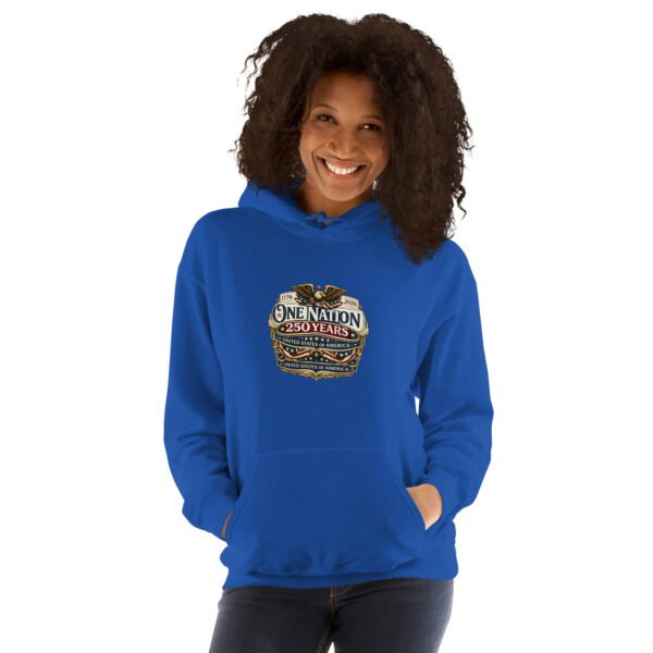 unisex-heavy-blend-hoodie-royal-front-6a267d9012343.jpg One Nation 250 Years Unisex Hoodie DTF Print