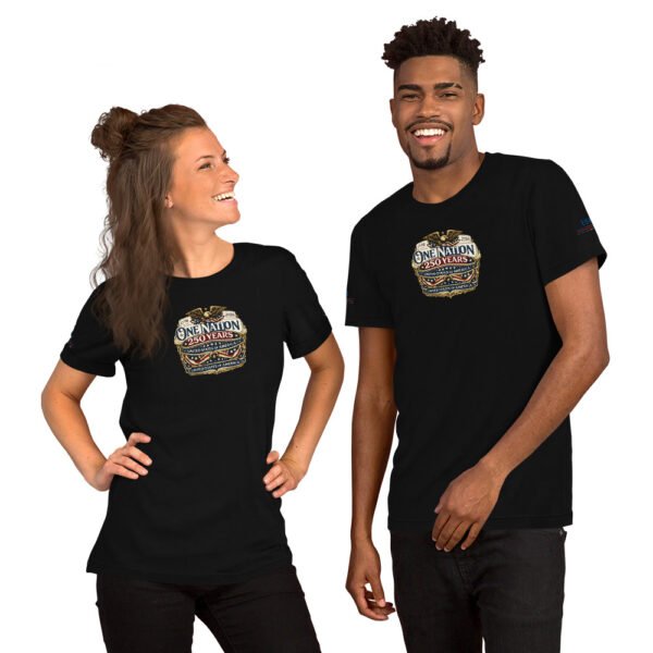 unisex-staple-t-shirt-black-front-6a2677d69f579.jpg One Nation 250 Years Unisex t-shirt DTF Print
