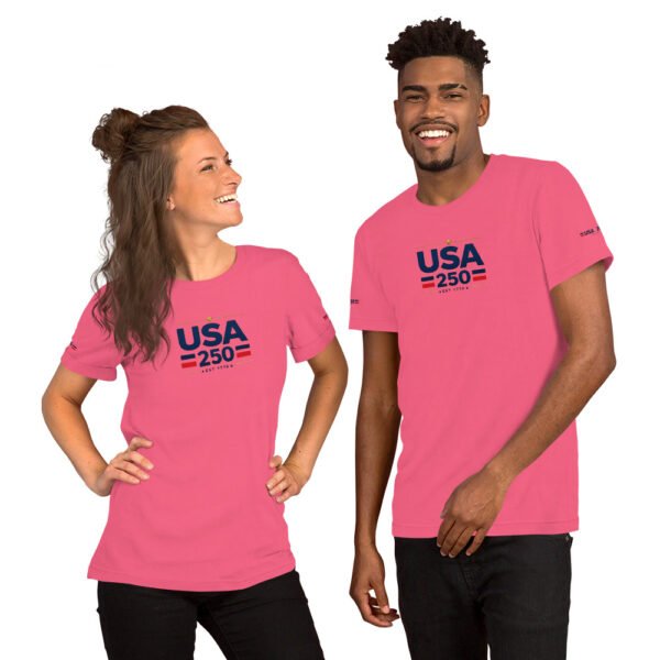 unisex-staple-t-shirt-charity-pink-front-6a268c2c07076.jpg USA250 Unisex t-shirt DTG Print