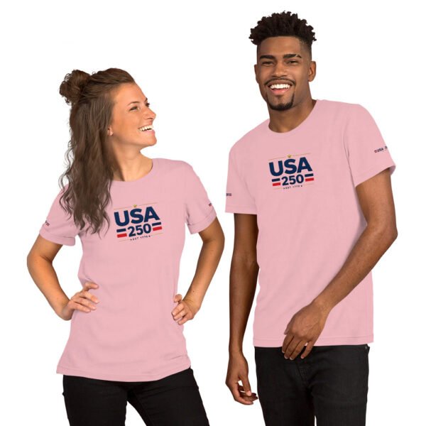 unisex-staple-t-shirt-pink-front-6a268c2c10b4f.jpg USA250 Unisex t-shirt DTG Print
