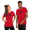 unisex-staple-t-shirt-red-front-6a268c2bedf4c.jpg USA250 Unisex t-shirt DTG Print